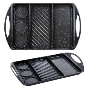 3 in 1 Flat Top Grill Griddle,Griddle Pan for Stove Top Double Burner Grill,Aluminum Pancake Griddle