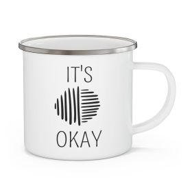 Enamel Camping Mug, Say It Soul, Its Okay, Black Line Art Positive Affirmation