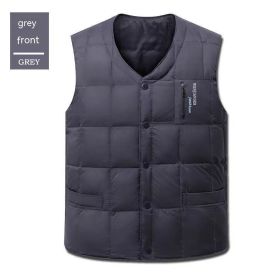 Men's Down Vest Plus-sized Duck Down Vest Warm Autumn And Winter (Option: Dark Gray Down-XXXL)