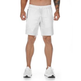 New Muscle Workout Brothers Fitness Shorts Fitness Sports Running Breathable Slim Fit (Option: White Without LOGO-M)