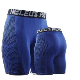 Sports Shorts Running Cycling Basketball Breathable Summer Slimming Stretch Casual Printing Quick-drying Men's Skin-tight Shorts (Option: Blue-M)