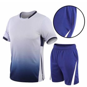 Summer Gradient Digital Printing Loose Short-sleeved T-shirt Two-piece Summer Plus Size Shorts Suit Men (Option: White-5XL)