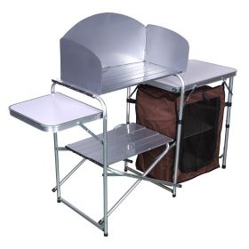 Outdoor Camping Double-decker Storage Rack Mobile Barbecue Table (Option: Mobile kitchen)