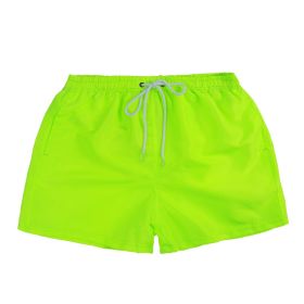 Men's Beach Quick Dry Three Points Casual Loose Surf Pants (Option: Fluorescent green-L)