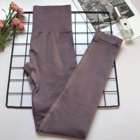 Womens High Waist Fitness Pants Suit For Abdomen And Buttocks (Option: Taro purple pants-L)