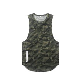 Mens Sports Vest Summer Quick Drying (Option: Green camouflage light board-M)