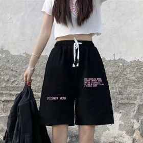 Summer New Loose High Waist Slimming Black Wide-leg Sports Shorts For Women (Option: 238 Black-M)