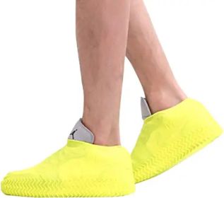 Waterproof Silicone Shoe Cover, Reusable Non Slip Rubber Rain Shoe Cover Unisex (Color: Yellow, size: S)