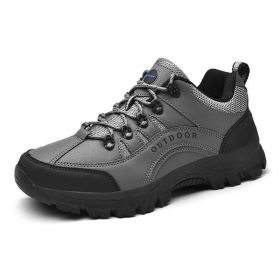 Outdoor Men Treking Shoes Breathable Climbing Hiking Sneakers Men Trainers Comfortable Walking Casual Shoes Men Camping Shoes (Color: Gray, size: 46)