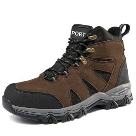 Men's Outdoor Hiking Shoes Mountaineer Climbing Sneakers Waterproof Tactical Hiking Shoes Men Camping Walking Boots (Color: Auburn, size: 41)