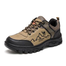 Outdoor Trekking Shoes Men Hiking Shoes Waterproof Non Slip Climbing Camping Trekking Men Sneakers (Color: Gold, size: 41)