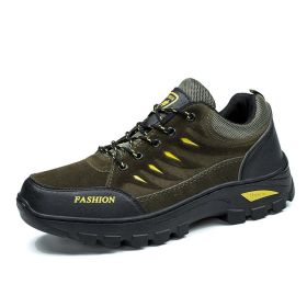 Outdoor Trekking Shoes Men Hiking Shoes Waterproof Non Slip Climbing Camping Trekking Men Sneakers (Color: Black, size: 44)