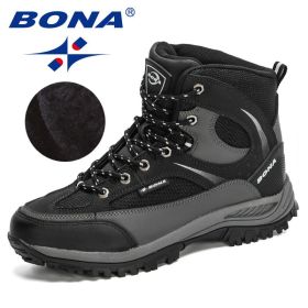 BONA 2022 New Designers Nubuck Shoes Men Outdoor Sports Tactical Male Boots Hiking Mountain Shoes Man Camping Climbing Footwear (Color: Charcoal grey S gray, size: 9.5)