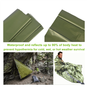 Portable Lightweight Emergency Sleeping Bag, Blanket, Tent - Thermal Bivy Sack For Camping, Hiking (Type: Sleeping Bag, Color: Green)