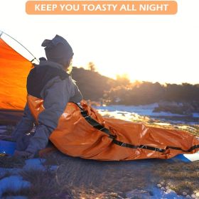 Portable Lightweight Emergency Sleeping Bag, Blanket, Tent - Thermal Bivy Sack For Camping, Hiking (Type: Blanket, Color: Orange)