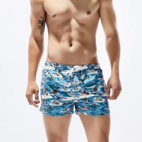 Men's Beach Pants Coconut Print Quick-dry Pants Fashion Casual Shorts (Option: Blue-XL)